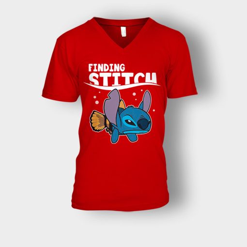 Finding-Stitch-Disney-Lilo-And-Stitch-Unisex-V-Neck-T-Shirt-Red