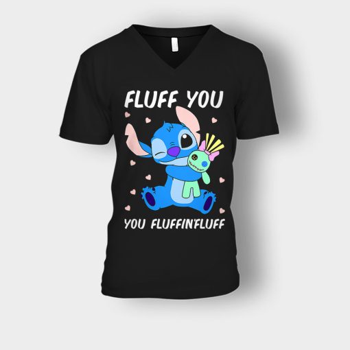 Fluff-You-You-Fluffing-Fluff-Disney-Lilo-And-Stitch-Unisex-V-Neck-T-Shirt-Black