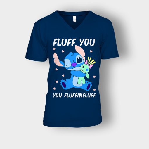 Fluff-You-You-Fluffing-Fluff-Disney-Lilo-And-Stitch-Unisex-V-Neck-T-Shirt-Navy