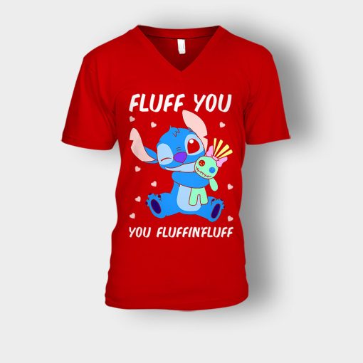 Fluff-You-You-Fluffing-Fluff-Disney-Lilo-And-Stitch-Unisex-V-Neck-T-Shirt-Red