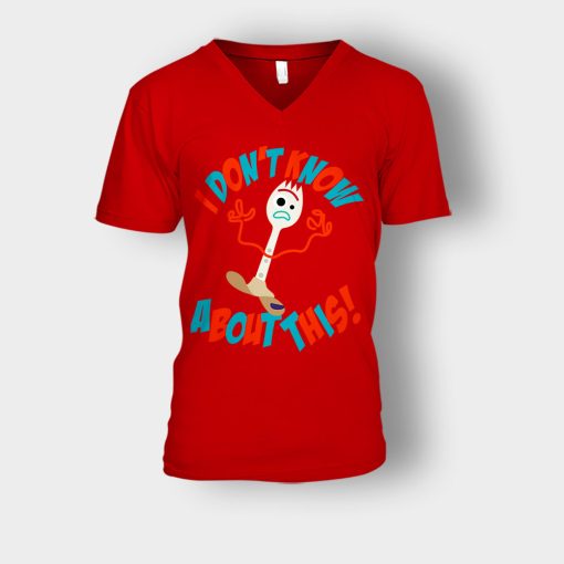 Forky-Dont-Know-About-This-Disney-Toy-Story-Inspired-Unisex-V-Neck-T-Shirt-Red