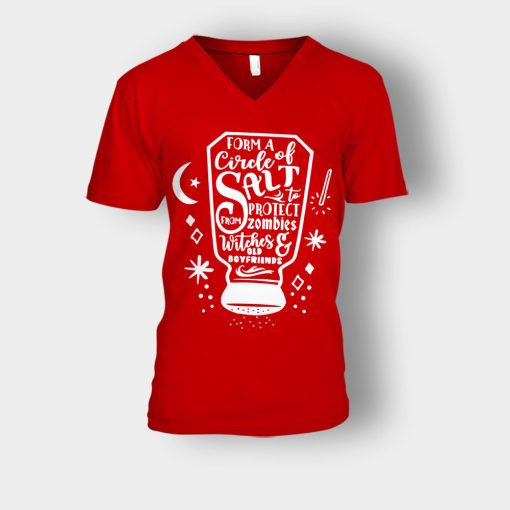 Form-A-Circle-Of-Salt-Disney-Hocus-Pocus-Unisex-V-Neck-T-Shirt-Red