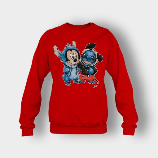 Friends-Micket-And-Disney-Lilo-And-Stitch-Crewneck-Sweatshirt-Red