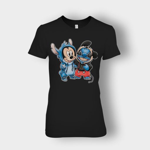 Friends-Micket-And-Disney-Lilo-And-Stitch-Ladies-T-Shirt-Black
