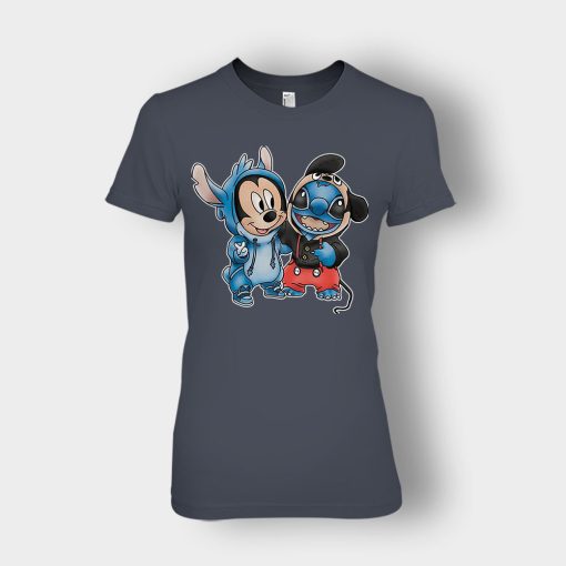 Friends-Micket-And-Disney-Lilo-And-Stitch-Ladies-T-Shirt-Dark-Heather