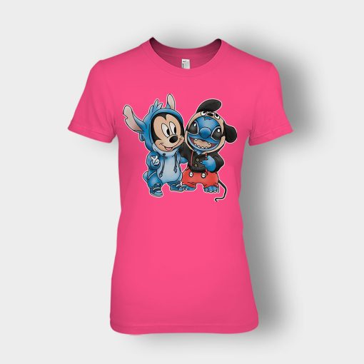 Friends-Micket-And-Disney-Lilo-And-Stitch-Ladies-T-Shirt-Heliconia