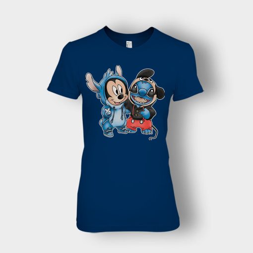 Friends-Micket-And-Disney-Lilo-And-Stitch-Ladies-T-Shirt-Navy