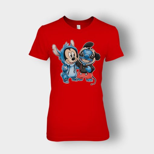 Friends-Micket-And-Disney-Lilo-And-Stitch-Ladies-T-Shirt-Red