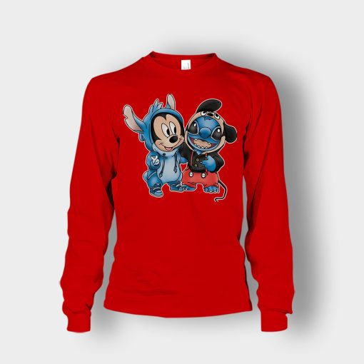Friends-Micket-And-Disney-Lilo-And-Stitch-Unisex-Long-Sleeve-Red