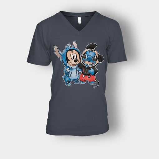 Friends-Micket-And-Disney-Lilo-And-Stitch-Unisex-V-Neck-T-Shirt-Dark-Heather