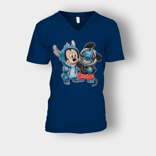 Friends-Micket-And-Disney-Lilo-And-Stitch-Unisex-V-Neck-T-Shirt-Navy