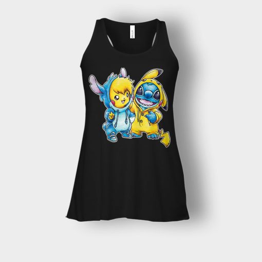 Friends-Pikachu-And-Disney-Lilo-And-Stitch-Bella-Womens-Flowy-Tank-Black