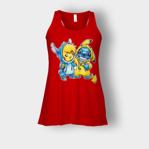 Friends-Pikachu-And-Disney-Lilo-And-Stitch-Bella-Womens-Flowy-Tank-Red