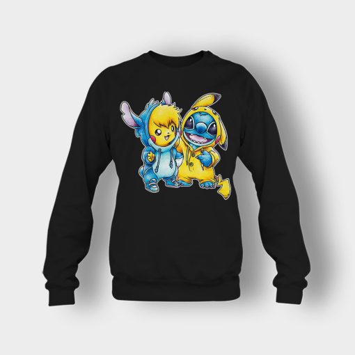 Friends-Pikachu-And-Disney-Lilo-And-Stitch-Crewneck-Sweatshirt-Black