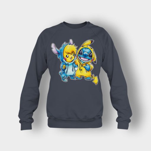 Friends-Pikachu-And-Disney-Lilo-And-Stitch-Crewneck-Sweatshirt-Dark-Heather