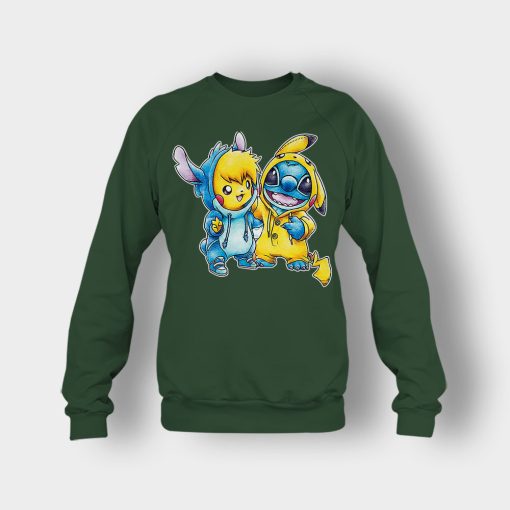 Friends-Pikachu-And-Disney-Lilo-And-Stitch-Crewneck-Sweatshirt-Forest