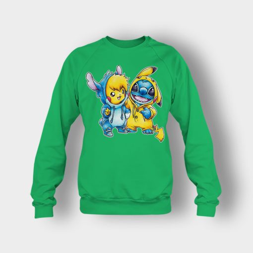 Friends-Pikachu-And-Disney-Lilo-And-Stitch-Crewneck-Sweatshirt-Irish-Green