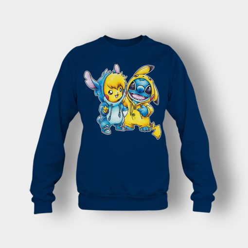 Friends-Pikachu-And-Disney-Lilo-And-Stitch-Crewneck-Sweatshirt-Navy