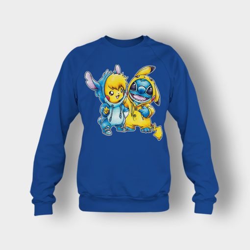 Friends-Pikachu-And-Disney-Lilo-And-Stitch-Crewneck-Sweatshirt-Royal