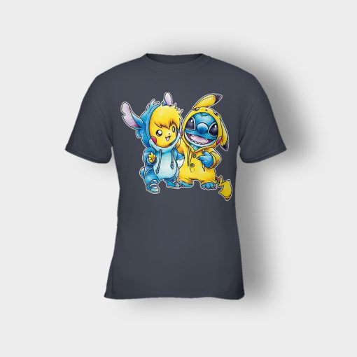 Friends-Pikachu-And-Disney-Lilo-And-Stitch-Kids-T-Shirt-Dark-Heather