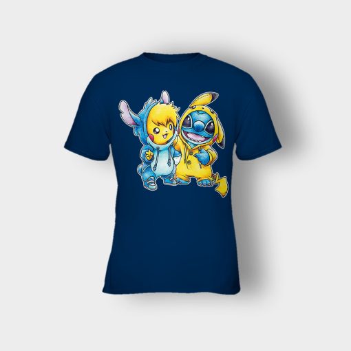 Friends-Pikachu-And-Disney-Lilo-And-Stitch-Kids-T-Shirt-Navy