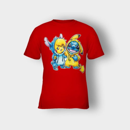 Friends-Pikachu-And-Disney-Lilo-And-Stitch-Kids-T-Shirt-Red