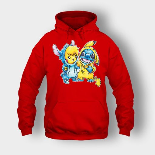 Friends-Pikachu-And-Disney-Lilo-And-Stitch-Unisex-Hoodie-Red