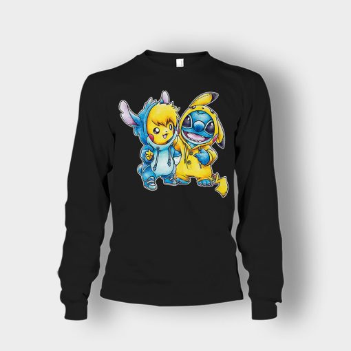 Friends-Pikachu-And-Disney-Lilo-And-Stitch-Unisex-Long-Sleeve-Black