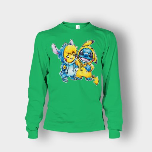 Friends-Pikachu-And-Disney-Lilo-And-Stitch-Unisex-Long-Sleeve-Irish-Green