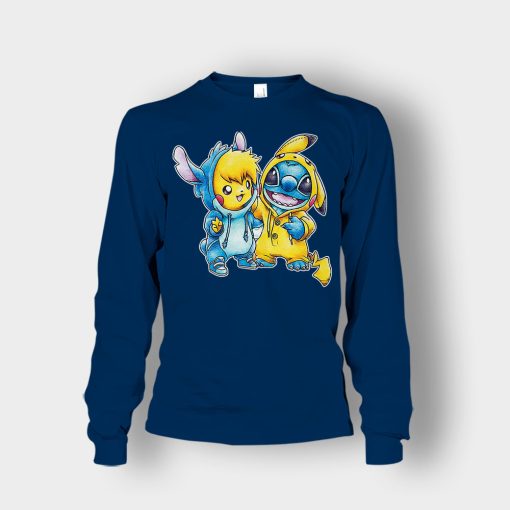 Friends-Pikachu-And-Disney-Lilo-And-Stitch-Unisex-Long-Sleeve-Navy