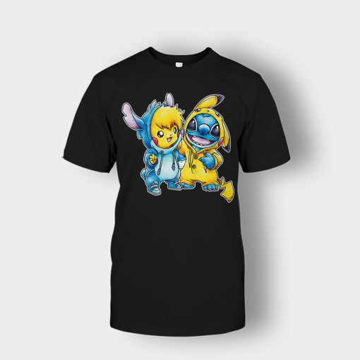 Friends-Pikachu-And-Disney-Lilo-And-Stitch-Unisex-T-Shirt-Black