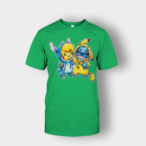 Friends-Pikachu-And-Disney-Lilo-And-Stitch-Unisex-T-Shirt-Irish-Green