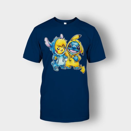 Friends-Pikachu-And-Disney-Lilo-And-Stitch-Unisex-T-Shirt-Navy