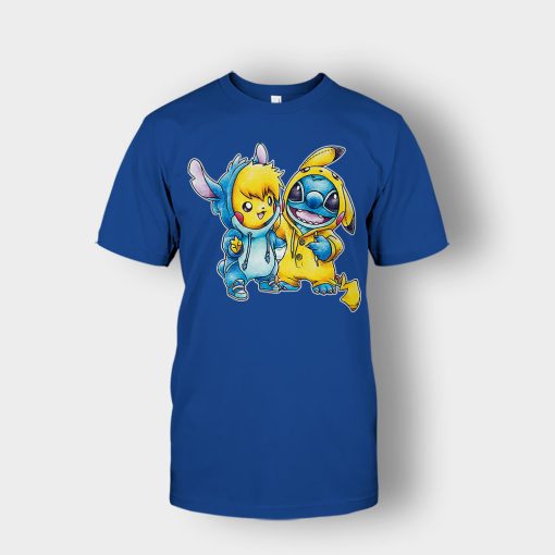 Friends-Pikachu-And-Disney-Lilo-And-Stitch-Unisex-T-Shirt-Royal