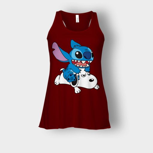 Friends-Snoopy-And-Disney-Lilo-And-Stitch-Bella-Womens-Flowy-Tank-Maroon