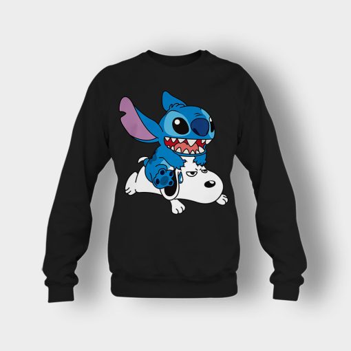 Friends-Snoopy-And-Disney-Lilo-And-Stitch-Crewneck-Sweatshirt-Black