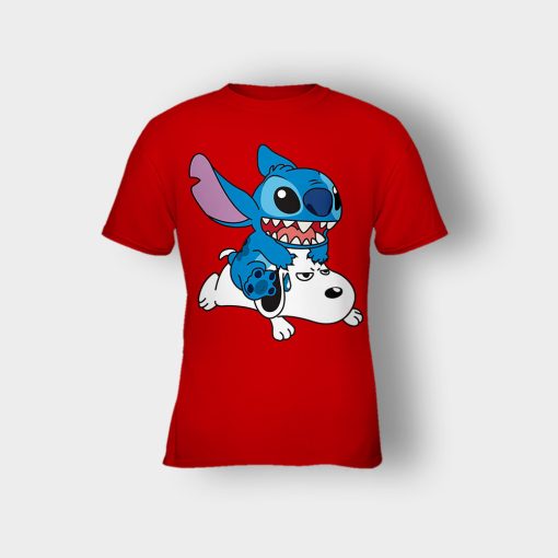 Friends-Snoopy-And-Disney-Lilo-And-Stitch-Kids-T-Shirt-Red