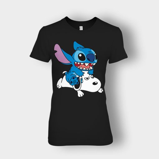 Friends-Snoopy-And-Disney-Lilo-And-Stitch-Ladies-T-Shirt-Black
