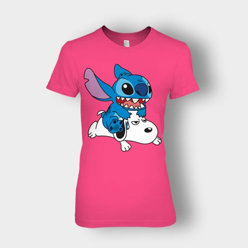 Friends-Snoopy-And-Disney-Lilo-And-Stitch-Ladies-T-Shirt-Heliconia