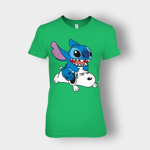 Friends-Snoopy-And-Disney-Lilo-And-Stitch-Ladies-T-Shirt-Irish-Green
