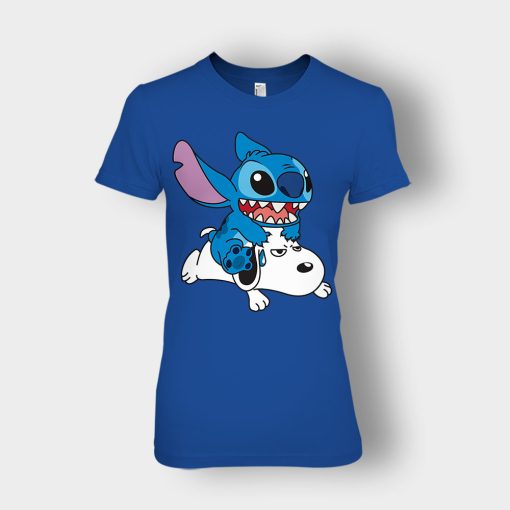 Friends-Snoopy-And-Disney-Lilo-And-Stitch-Ladies-T-Shirt-Royal