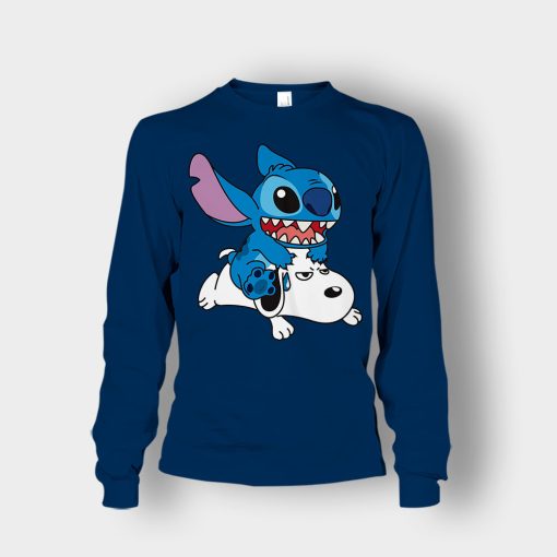 Friends-Snoopy-And-Disney-Lilo-And-Stitch-Unisex-Long-Sleeve-Navy