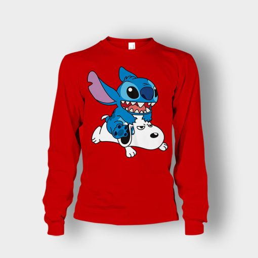 Friends-Snoopy-And-Disney-Lilo-And-Stitch-Unisex-Long-Sleeve-Red