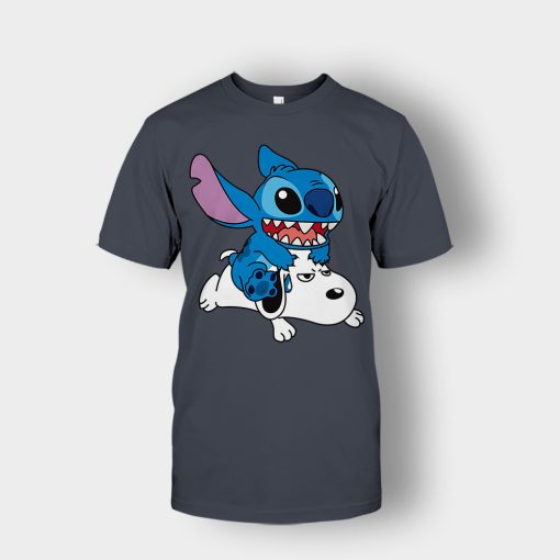 Friends-Snoopy-And-Disney-Lilo-And-Stitch-Unisex-T-Shirt-Dark-Heather