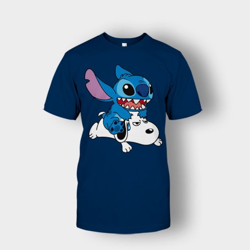 Friends-Snoopy-And-Disney-Lilo-And-Stitch-Unisex-T-Shirt-Navy