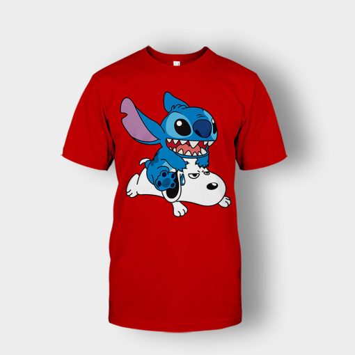 Friends-Snoopy-And-Disney-Lilo-And-Stitch-Unisex-T-Shirt-Red