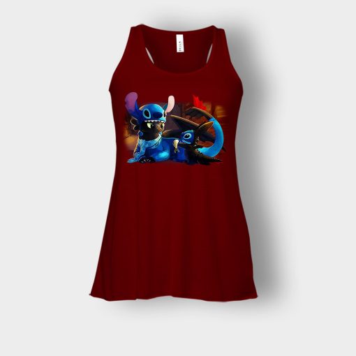 Friends-Toothless-And-Disney-Lilo-And-Stitch-Bella-Womens-Flowy-Tank-Maroon