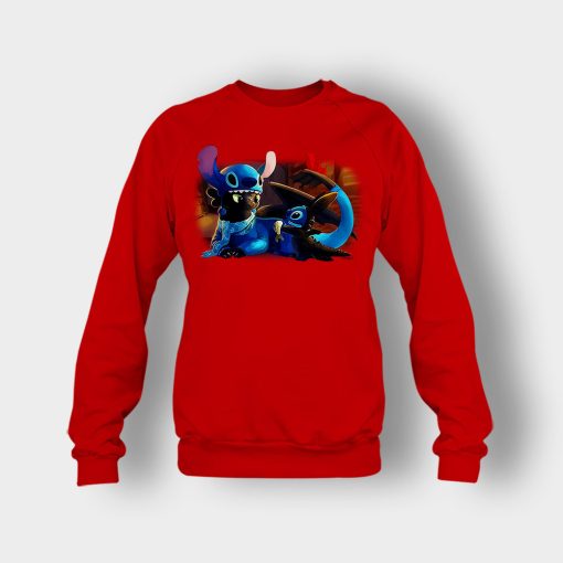 Friends-Toothless-And-Disney-Lilo-And-Stitch-Crewneck-Sweatshirt-Red