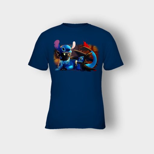 Friends-Toothless-And-Disney-Lilo-And-Stitch-Kids-T-Shirt-Navy