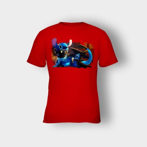 Friends-Toothless-And-Disney-Lilo-And-Stitch-Kids-T-Shirt-Red